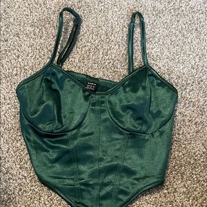 Elegant Green Satin Corset top